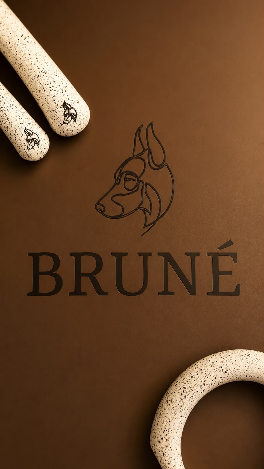 Identidad de marca BRUNÉ en cuero marrón